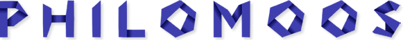 Logo typographique de Philomoos avec une typographie
	    de type origami