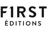 Typographic logo of the First Editions. The logo is black, the text is 'First Editions'