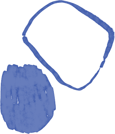 Une tâche bleu et un cercle bleu,
		    les deux dessinés à la main