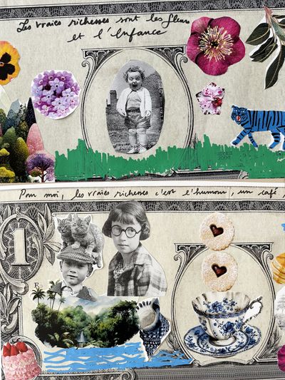 Image d'un billet internvenu avec d'images et dessins